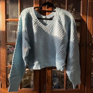 Fashion Nova Sky Blue V-Neck Sweater